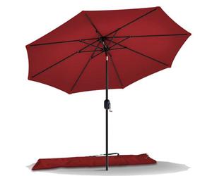 Vounot 2.7 M Garden Parasol, Outdoor Table Tilting Patio Umbrella, With Crank Handle, Protective Cover, 8 Sturdy Ribs, Red