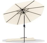 VOUNOT 2.7m Outdoor Tilting Garden Parasol with Crank Handle & Cover - Beige, UV-Protective