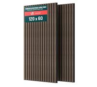 VOUNOT® 2 Pack Acoustic Wall Panels 120x60cm MDF Slat Panels Sound Absorption Decorative Panels for Home Studio Office Bedroom, Dark Oak
