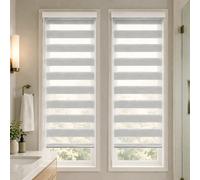 VOUNOT Set of 2 Zebra Roller Blind Double Fabric, Day and Night Translucent or Blackout Vision Curtains, Grey, 55 x 150 cm