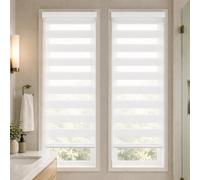VOUNOT Set of 2 Zebra Roller Blind Double Fabric, Day and Night Translucent or Blackout Vision Curtains, No Drilling for Window and Door, White, 55 x 150 cm