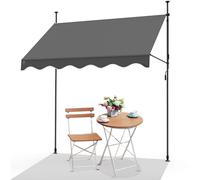 VOUNOT 2 x 1.2m Patio Telescopic Awning, Retractable Manual Awning, Adjustable Waterproof Canopy with Hand Crank, Balcony Sun Shade Shelter - Grey
