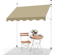 VOUNOT 2 x 1.2m Patio Telescopic Awning, Retractable Manual Awning, Adjustable Waterproof Canopy with Hand Crank, Balcony Sun Shade Shelter - Beige
