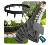 VOUNOT 20 x Garden Edge Border Cobbled Stone Effect Lawn Fence 5 Meter, Grey
