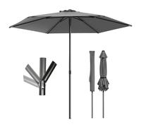 VOUNOT® 270cm Garden Parasol, UV50+ Sun Umbrella with Shoulder Carry Bag, Tilting Umbrella, Sun Shade for Outdoor, Patio, Garden, Grey Black