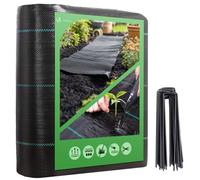 VOUNOT 2x10m Weed Control Fabric with 30 Pegs, Heavy Duty Landscape Ground Cover Membrane, Black