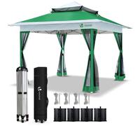 VOUNOT 3.6x3.6m Pop Up Gazebo w/Mesh Side Double Roof Marquee Party Tent, Green