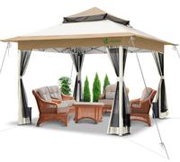 VOUNOT 3.6x3.6m Pop Up Gazebo with Mesh Side Double Roof Marquee Party Tent