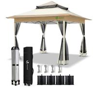 VOUNOT 3.6x3.6m Pop Up Gazebo with Mesh Side Double Roof Marquee Party Tent