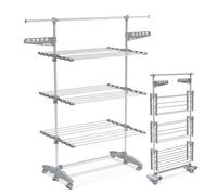VOUNOT® Large 3 Tier Clothes Airer, Laundry Drying Rack Foldable Stainless Steel Clothes Horse for Indoor Outdoor