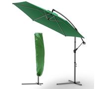 VOUNOT 3m Cantilever Garden Parasol Banana Patio Umbrella Crank Handle Green
