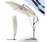 VOUNOT 3m Cantilever Garden Parasol Banana Patio Umbrella Wind Fixed Strap Beige