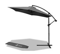 VOUNOT® 3m Cantilever Garden Parasol, Banana Patio Umbrella with Crank Handle