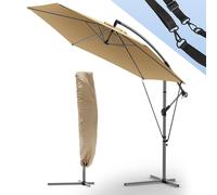 VOUNOT 3m Cantilever Garden Parasol Banana Patio Umbrella with Wind Fixed Strap