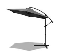 VOUNOT 3m Cantilever Garden Parasol with Crank, Tilt & 360 Rotation - Grey, UV-Protective 180g/m² Polyester