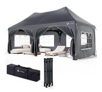 VOUNOT 3mx6m Pop Up Gazebo with 6 Removable Sidewalls & 6 Weight Bags, Carry Bag Included - Marquee Garden Party Tent Outdoor, Waterproof, Anti-UV,