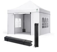 VOUNOT 3x3m Heavy Duty Gazebo with 4 Sides, Pop up Gazebo Fully Waterproof Party Tent with Roller Bag and Leg Weights, White