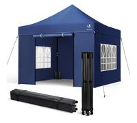 VOUNOT 3x3m Heavy Duty Pop Up Gazebo with 4 Sides Party Tent, Blue