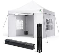 VOUNOT 3x3m Heavy Duty Pop Up Gazebo with 4 Sides Party Tent, White