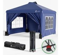 VOUNOT 3x3m Pop up Gazebo w/Central Lock, Sides, Waterproof Garden Marquee Blue