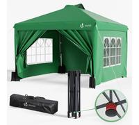 VOUNOT 3x3m Pop Up Gazebo with Sides, Central Lock System & 4 Weight Bags, Green