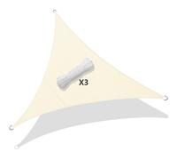 VOUNOT 3x3x3m Sun Shade Sail Waterproof Triangle Canopy, 98% UV Block, Beige