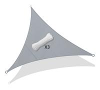 VOUNOT 3x3x3m Sun Shade Sail Waterproof Triangle Canopy, 98% UV Block, Grey