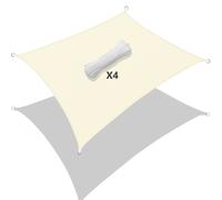 VOUNOT 3x4m Sun Shade Sail Waterproof Rectangle Canopy, 98% UV Block, Beige