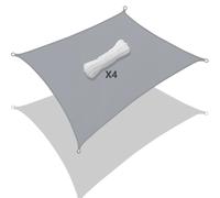 VOUNOT 3x4m Sun Shade Sail Waterproof Rectangle Canopy, 98% UV Block, Grey