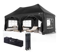 VOUNOT 3x6m Pop up Gazebo with Sides, Waterproof Garden Marquee Party Tent Black