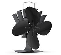 VOUNOT 4 Blade Stove Fan Wood Burning Gas Mini Stove Fan, Silent Operation and Heat Distributions Stove Fan for Wood, Log, Camping and Fireplace, Black