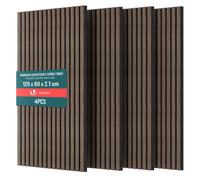 VOUNOT® Wooden Slat Acoustic Wall Panels 4 Pack 120x60 cm, Sound Absorbing Decorative Wood Panelling for Living Room, Bedroom & Office, Dark Oak