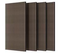 VOUNOT® 4 Pack Acoustic Wall Panels 120x60cm MDF Slat Panels Sound Absorption Decorative Panels for Home Studio Office Bedroom, Dark Oak