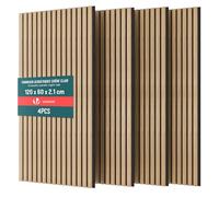 VOUNOT® 4 Pack Acoustic Wall Panels 120x60cm MDF Slat Panels Sound Absorption Decorative Panels for Home Studio Office Bedroom, Light Oak