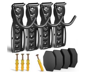 VOUNOT® 4-Pack Bike Hooks for Wall, Heavy-Duty Bike Storage Rack with Protective Pads, Wall Mount Bicycle Hanger & Holder for Indoor/Garage, Easy Installation