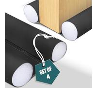 VOUNOT® 4 Pack Double Sided Draught Excluder 96cm, Under Door Draft Stopper with Foam Seal Door Gap Blocker, Energy Saving Reduces Noise, Light and Pest, Black