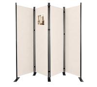 VOUNOT® 4 Panel Room Divider, Folding Freestanding Privacy Screen, Portable Room Partition Divider for Living Room, Bedroom, Office & Home, 228 x 164 cm, Beige