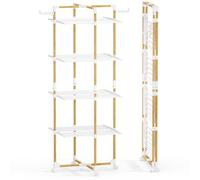 VOUNOT® 4-Tier Foldable Clothes Airer 33m Drying Rack Indoor Outdoor, White | Tower Large Folding Clothes Drying Rack with 4 Wheels 2 Side Wings for Indoor and Outdoor Use