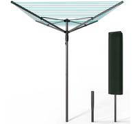VOUNOT 45m Rotary Washing Line 4 Arm Clothes Airer with Cover and Spike, Grey