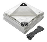 VOUNOT® 4x8m Tarpaulin Heavy Duty 180 g/m² Waterproof TarpLarge Ground Camping Sheet with Eyelets, Fixing Ropes for Outdoor Furniture Caravan Car Cover, White