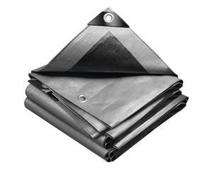 VOUNOT 4x8m Tarpaulin Heavy Duty 240 g/m² Waterproof TarpLarge Ground Camping Sheet with Eyelets for Outdoor Furniture Caravan Car Cover, Grey