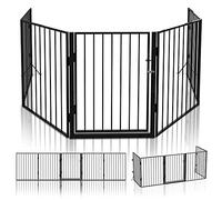 VOUNOT® 5 Panel Metal Fire Guard, Hearth Gate, Dog Gate Pet Safety Barrier Indoor, Foldable Grille Extra Wide 300 cm, Black