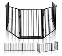 VOUNOT 5 Panel Metal Fire Guard, Hearth Gate, Dog Pet Safety Barrier, Foldable Grille Extra Wide 300 cm, Black, B0B1TBWZFT, Extra Large