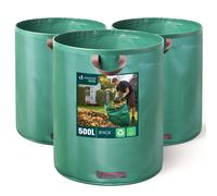 VOUNOT 500L Large Garden Waste Bags with Handles, Green, 3pcs