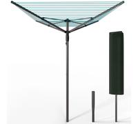VOUNOT® 50m 4 Arm Rotary Washing Line with Cover & Metal Ground Spike, Heavy Duty Foldable Outdoor Clothes Airer, Whirligig Rotary Dryer for Garden, Grey