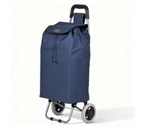VOUNOT® 59L Lightweight Shopping Trolley with 2 Wheels, Foldable 2-in-1 Shopping Cart Hand Truck, Durable Grocery Bag with Zipped Pocket, Navy Blue
