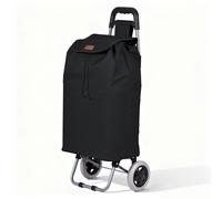 VOUNOT® 59L Lightweight Shopping Trolley with 2 Wheels, Foldable 2-in-1 Shopping Cart Hand Truck, Durable Grocery Bag with Zipped Pocket, Black