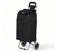 VOUNOT® 59L Lightweight Shopping Trolley with 2 Wheels, Foldable 2-in-1 Shopping Cart Hand Truck, Durable Grocery Bag with Zipped Pocket, Black