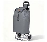 VOUNOT® 59L Lightweight Shopping Trolley with 2 Wheels, Foldable 2-in-1 Shopping Cart Hand Truck, Durable Grocery Bag with Zipped Pocket, Grey