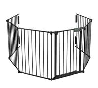VOUNOT 6 Panel Metal Fire Guard, Hearth Gate, Dog Gate Pet Safety Barrier Indoor, Foldable Grille Extra Wide 360 cm with Mounting Kit, Black
